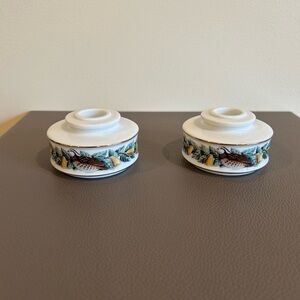 Avon Vintage Porcelain "Partridge in a Pear Tree" Candlestick Holders
